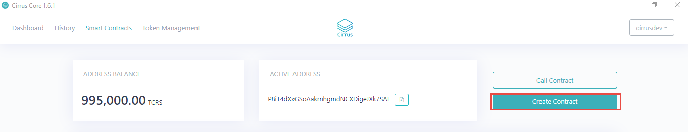 deploy Smart Contract using Cirrus Core Private Net wallet